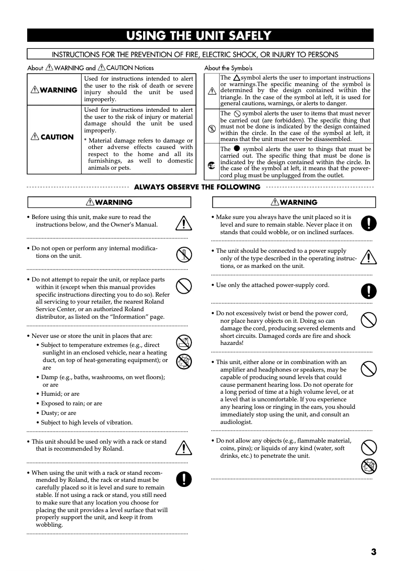 Page n°1 - Manuel utilisateur Roland VK-88