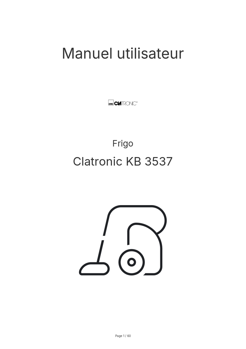 Page n°1 - Manuel utilisateur Clatronic KB 3537