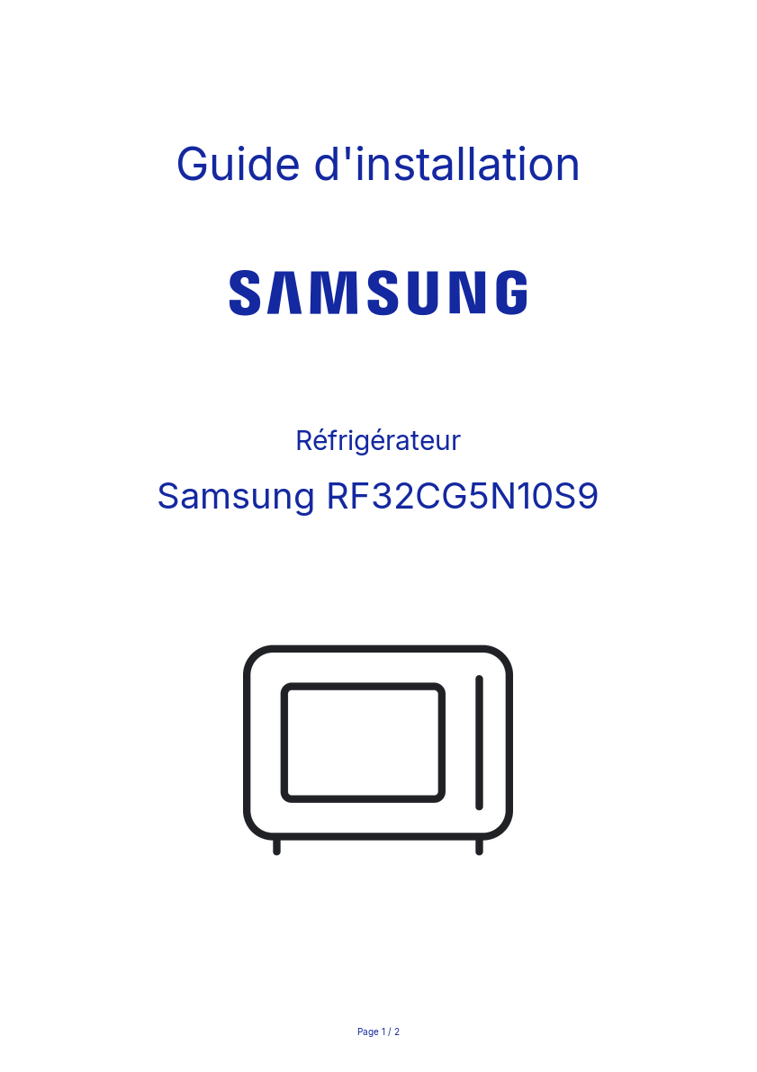 Page n°1 - Guide d'installation Samsung RF32CG5N10S9