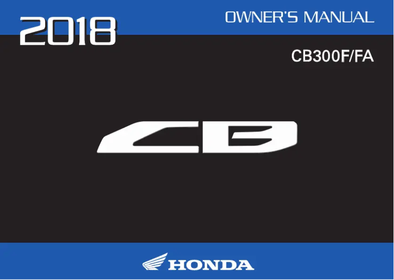 Image de la première page du manuel de l'appareil CB300F (2018)