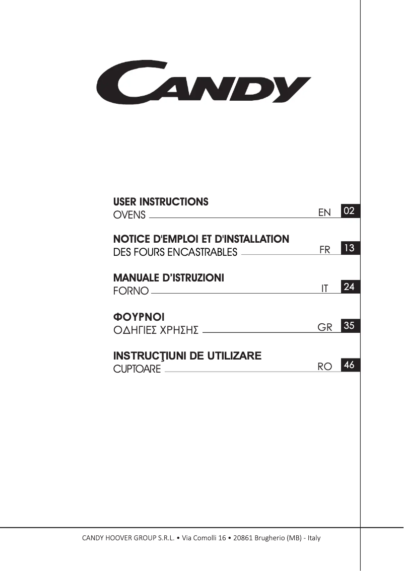 Page 1 de la notice Manuel utilisateur Candy FCNE625X WIFI
