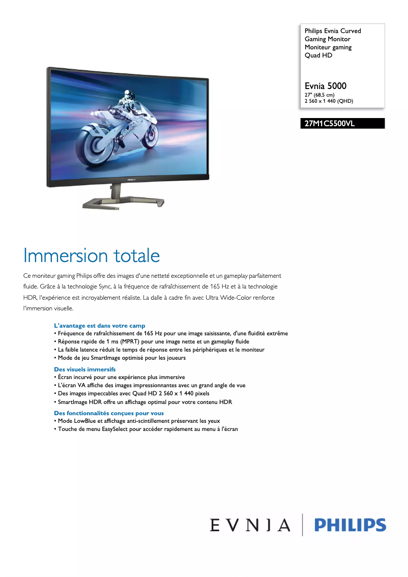 Page n°1 - Fiche technique Philips 27M1C5500VL