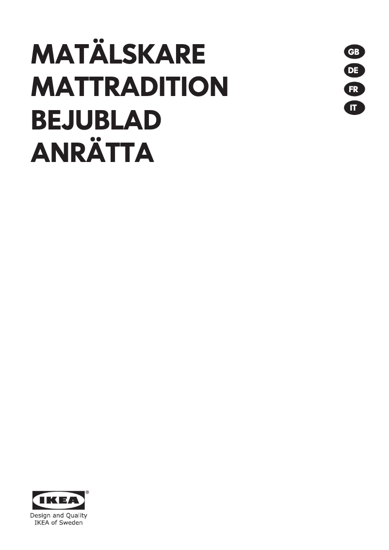 Página 1 del manual Manual de usuario Ikea MATTRADITION 704.118.71
