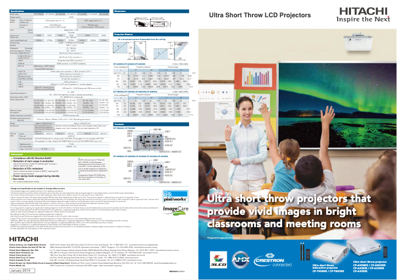 Page 1 de la notice Brochure Hitachi CP-AW2505