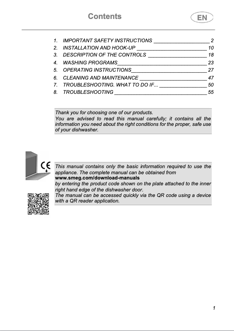 Page n°1 - Guide d'installation Smeg LSPU8643BL
