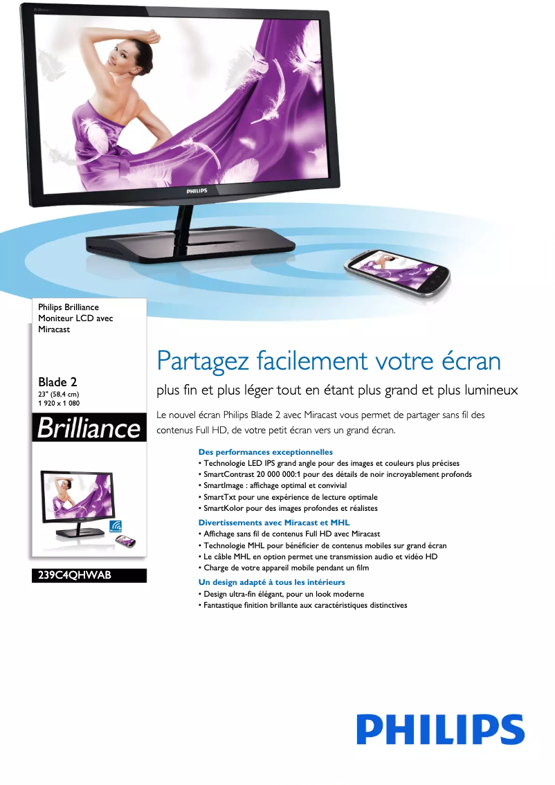 Image de la première page du manuel de l'appareil Brilliance 239C4QHWAB