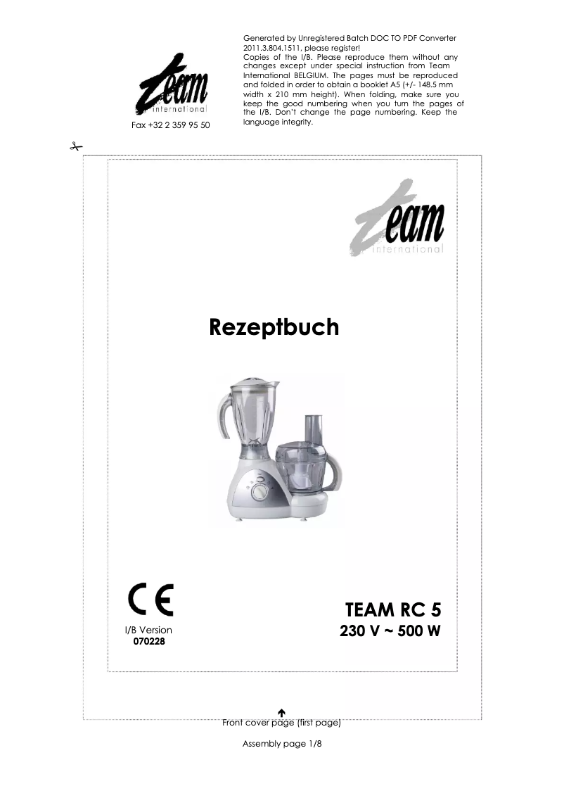 Image de la première page du manuel de l'appareil RC 5