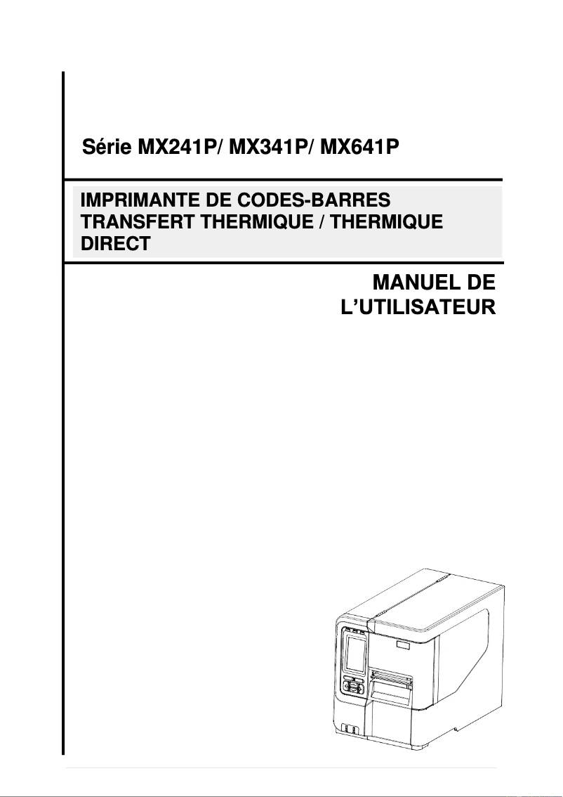 Page 1 de la notice Manuel utilisateur TSC MX240P
