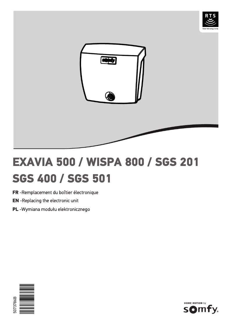Page n°1 - Manuel utilisateur Somfy Exavia 500
