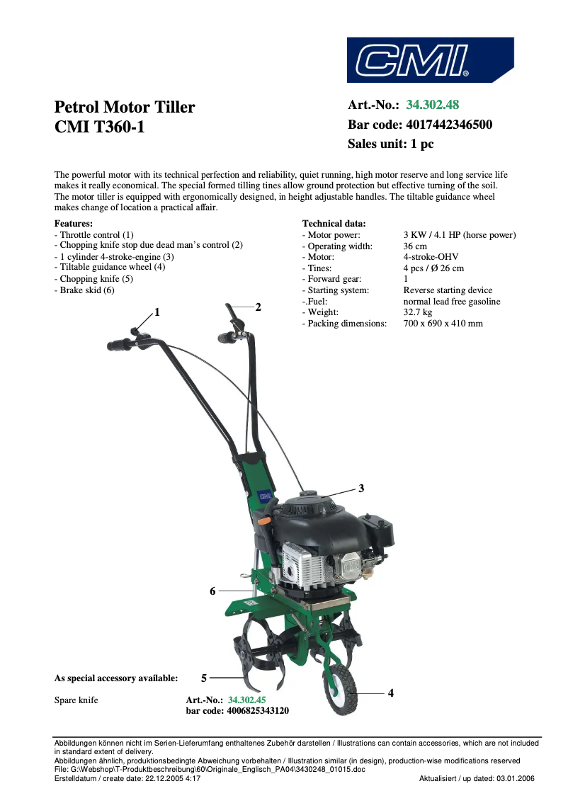 Page 1 de la notice Manuel utilisateur CMI T360-1