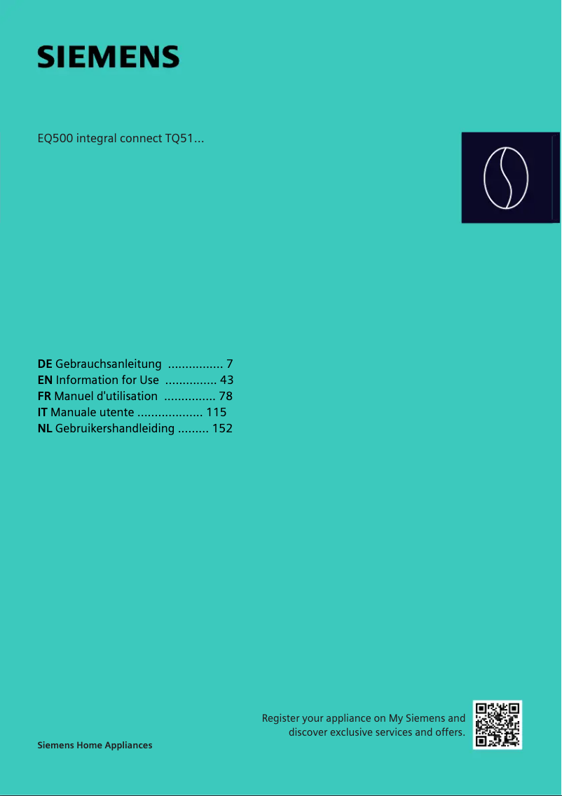 Page 1 de la notice Manuel utilisateur Siemens TQ518DF3