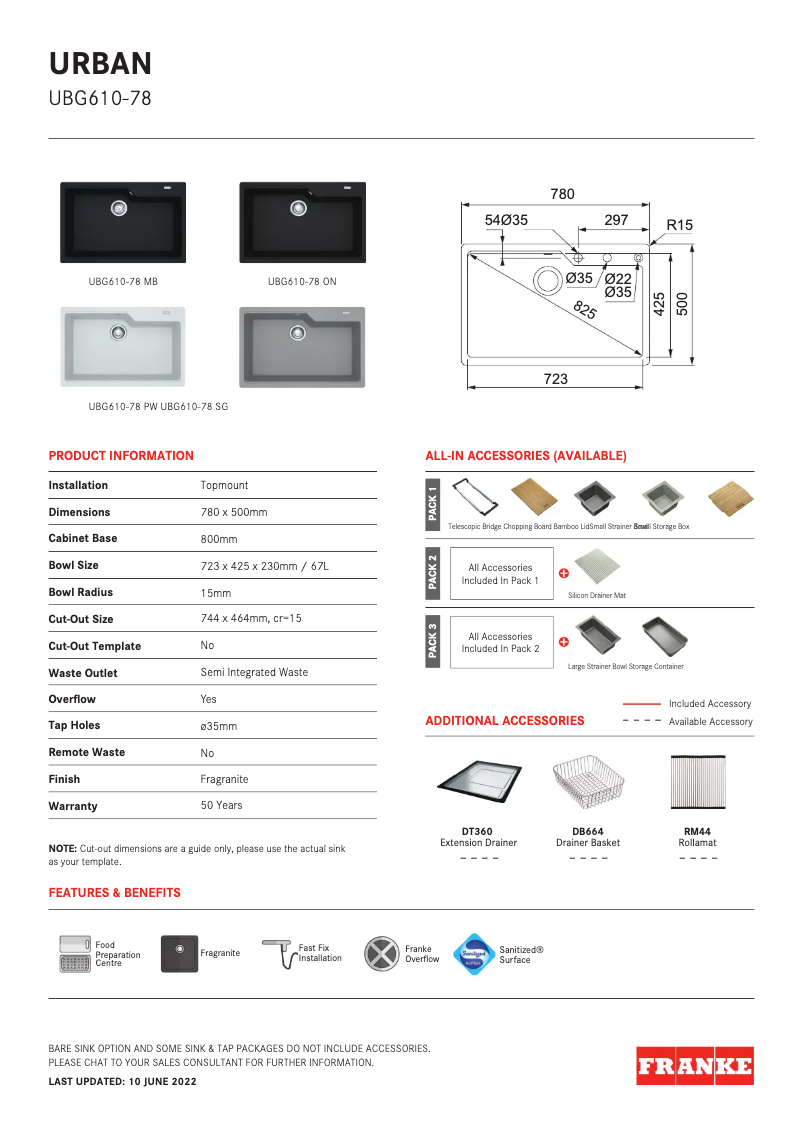 Page 1 de la notice Manuel utilisateur Franke Urban UBG 610-78