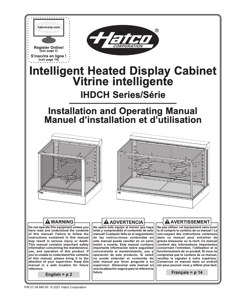 Page n°1 - Manuel utilisateur Hatco IHDCH-45