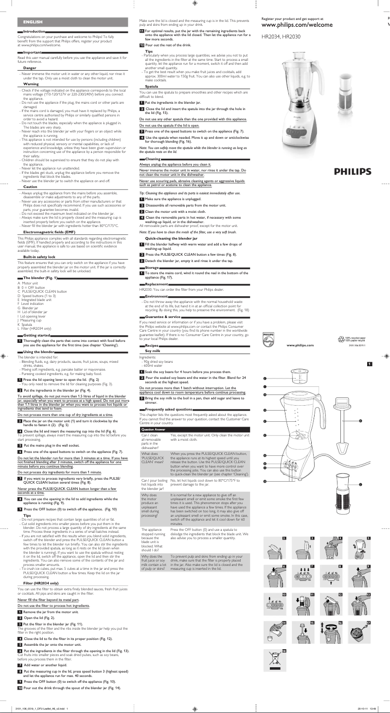 Página 1 del manual Manual de usuario Philips HR2030