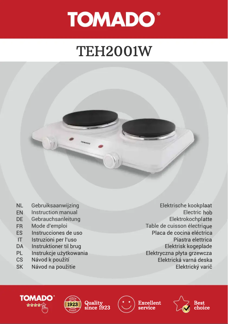 Page 1 de la notice Mode d'emploi Tomado TEH2001W