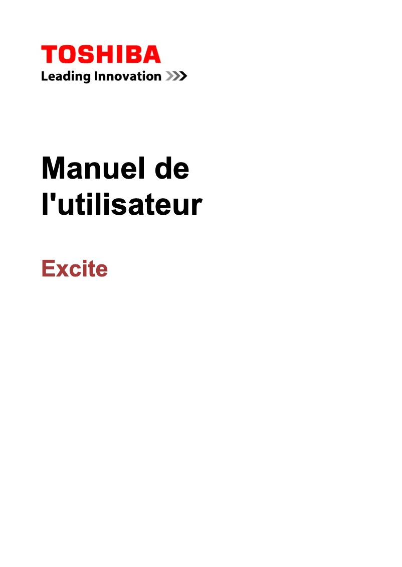 Page n°1 - Manuel utilisateur Toshiba Excite Pro