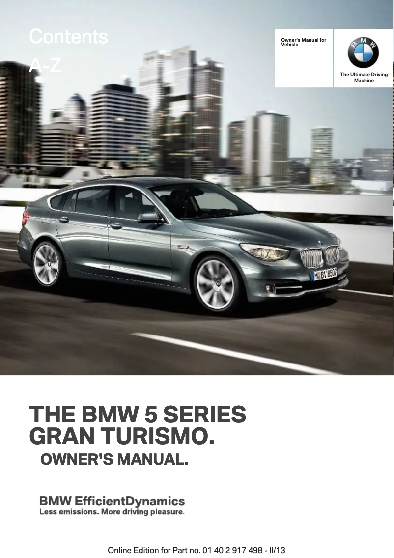 Page 1 de la notice Manuel utilisateur BMW 535i xDrive Gran Turismo (2013)