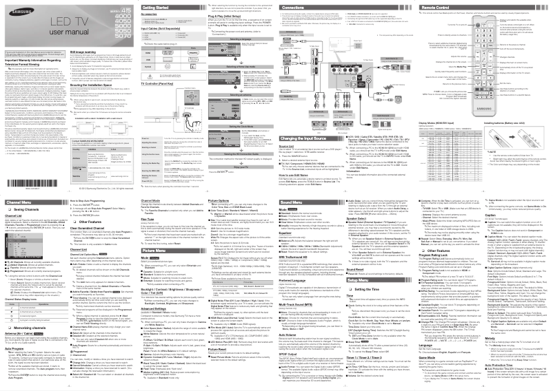 Page n°1 - Manuel utilisateur Samsung UN50EH5000