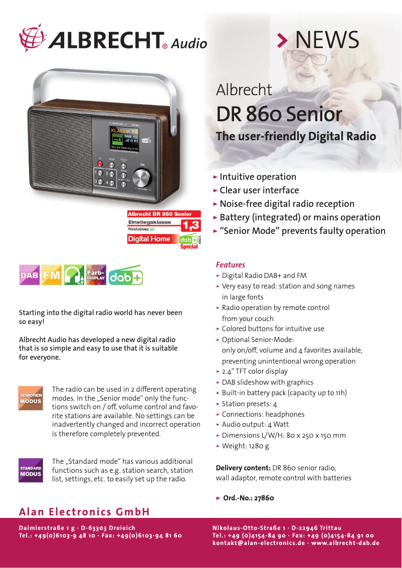 Image de la première page du manuel de l'appareil DR 860 Senior