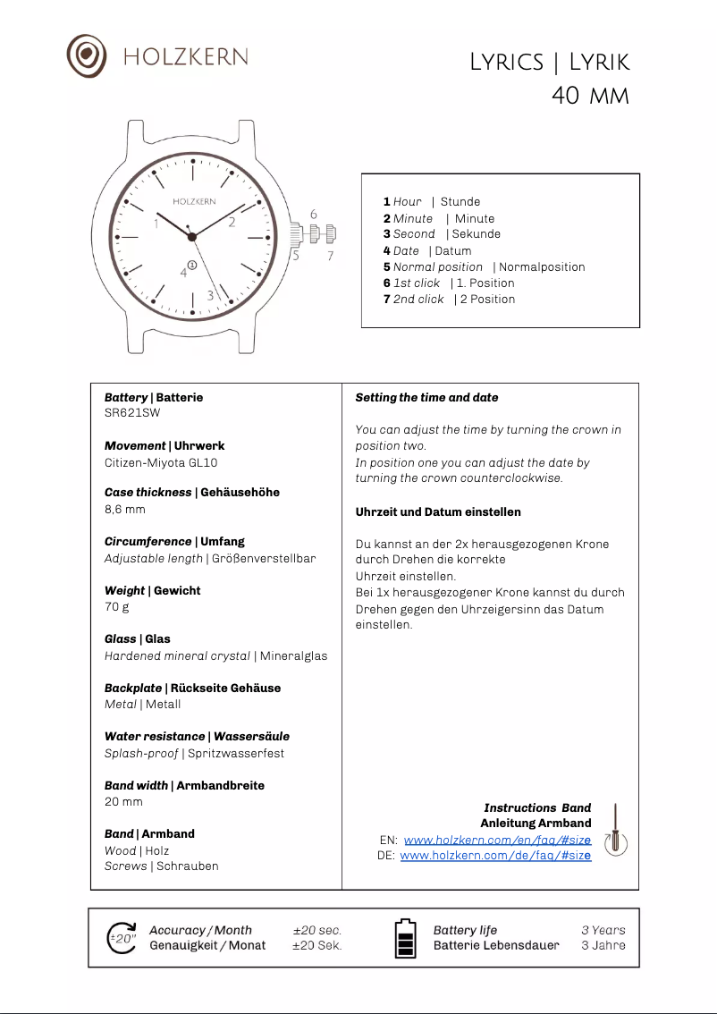 Page n°1 - Manuel utilisateur Holzkern Novalis
