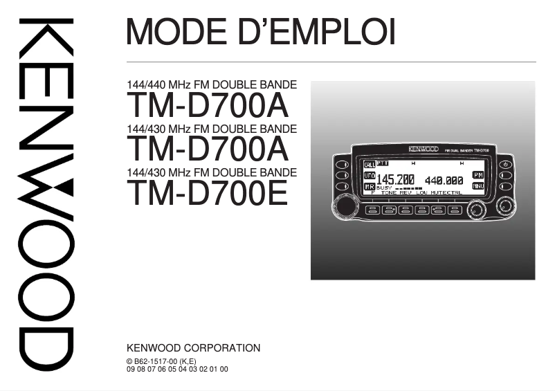 Page 1 de la notice Manuel utilisateur Kenwood TM-D700A