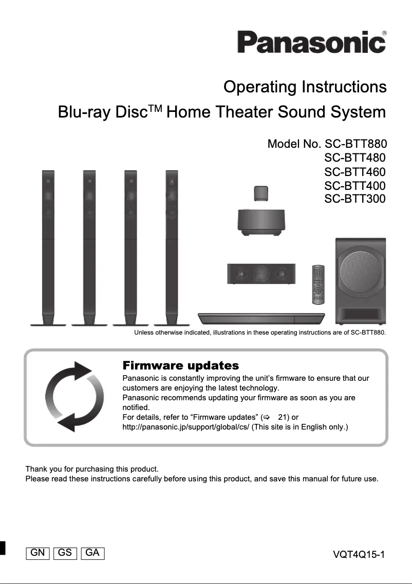 Page 1 de la notice Manuel utilisateur Panasonic SC-BTT480