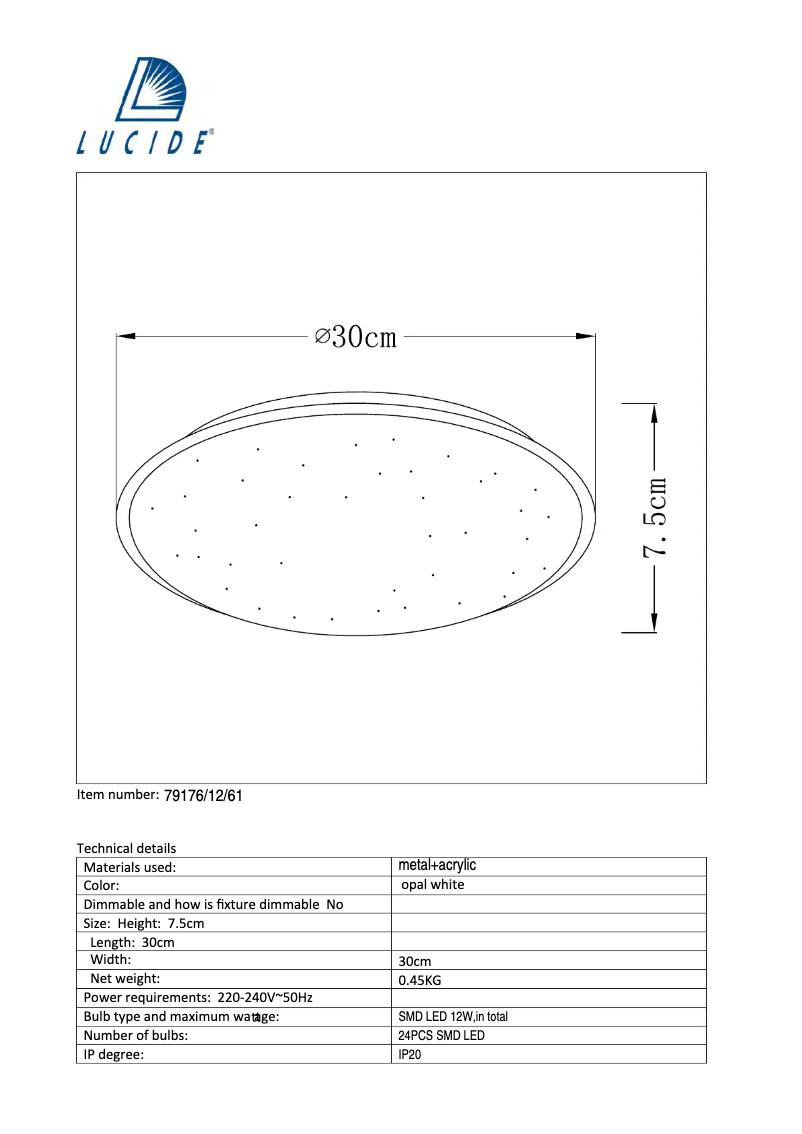 Page 1 de la notice Manuel utilisateur Lucide Twinka 79176/12/61