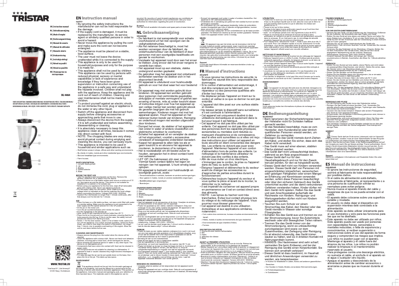 Page 1 de la notice Manuel utilisateur TriStar BL-4464