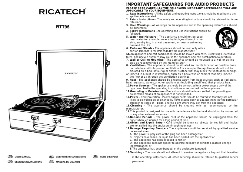 Page 1 of the manual User Manual Ricatech RTT95