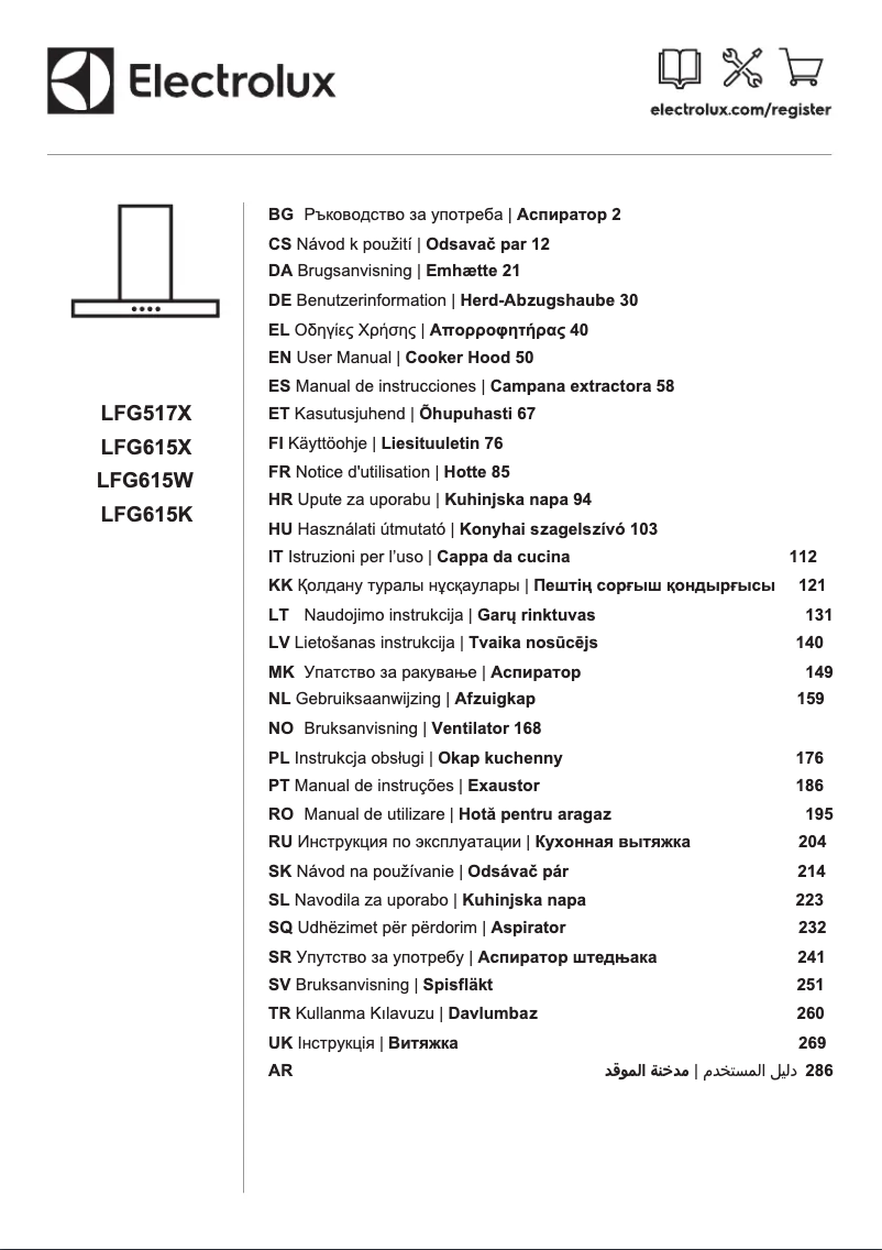 Page 1 de la notice Manuel utilisateur Electrolux LFG615X