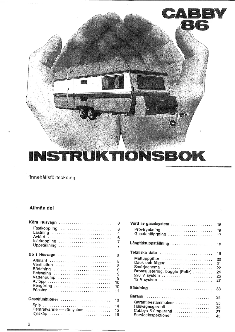 Page 1 de la notice Manuel utilisateur Cabby 1987