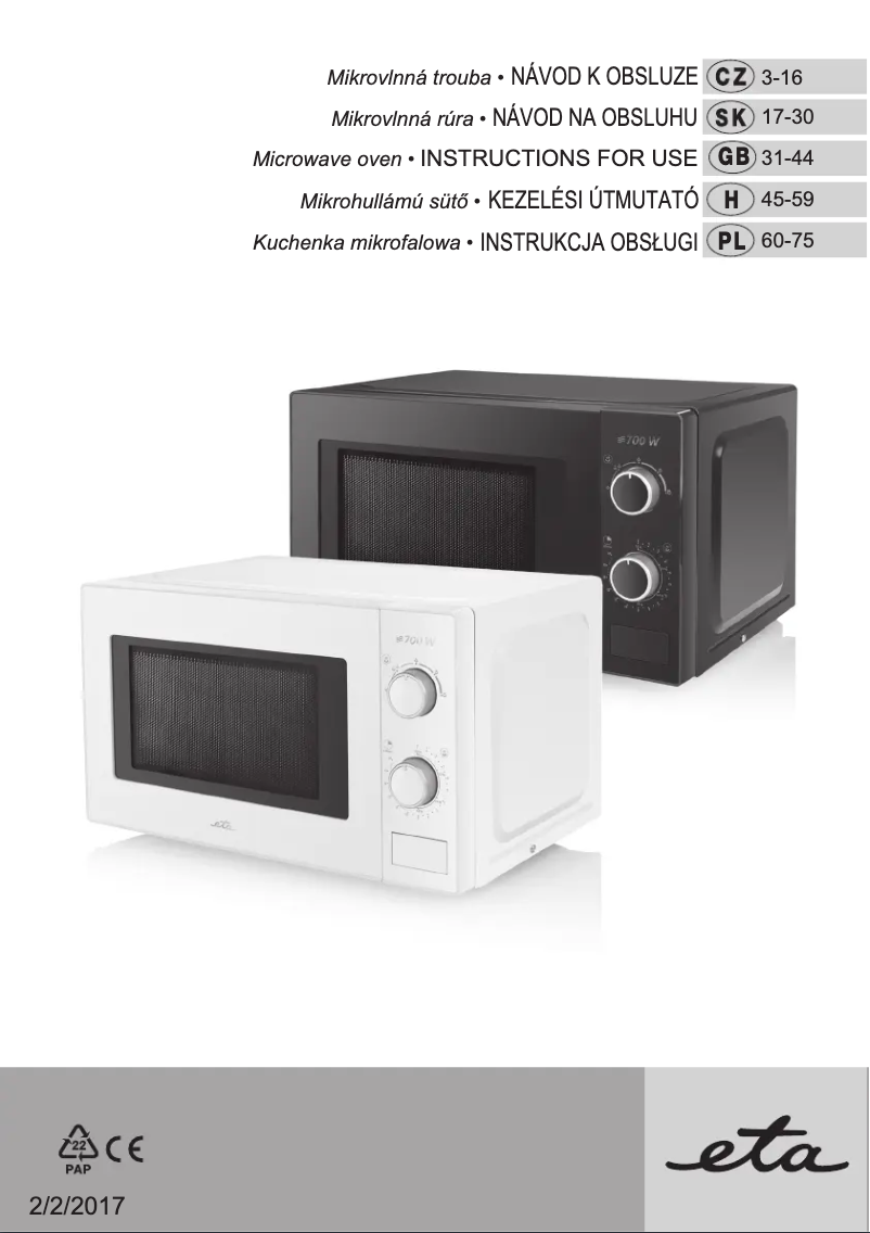 Page 1 de la notice Manuel utilisateur Eta Morelo 020990000