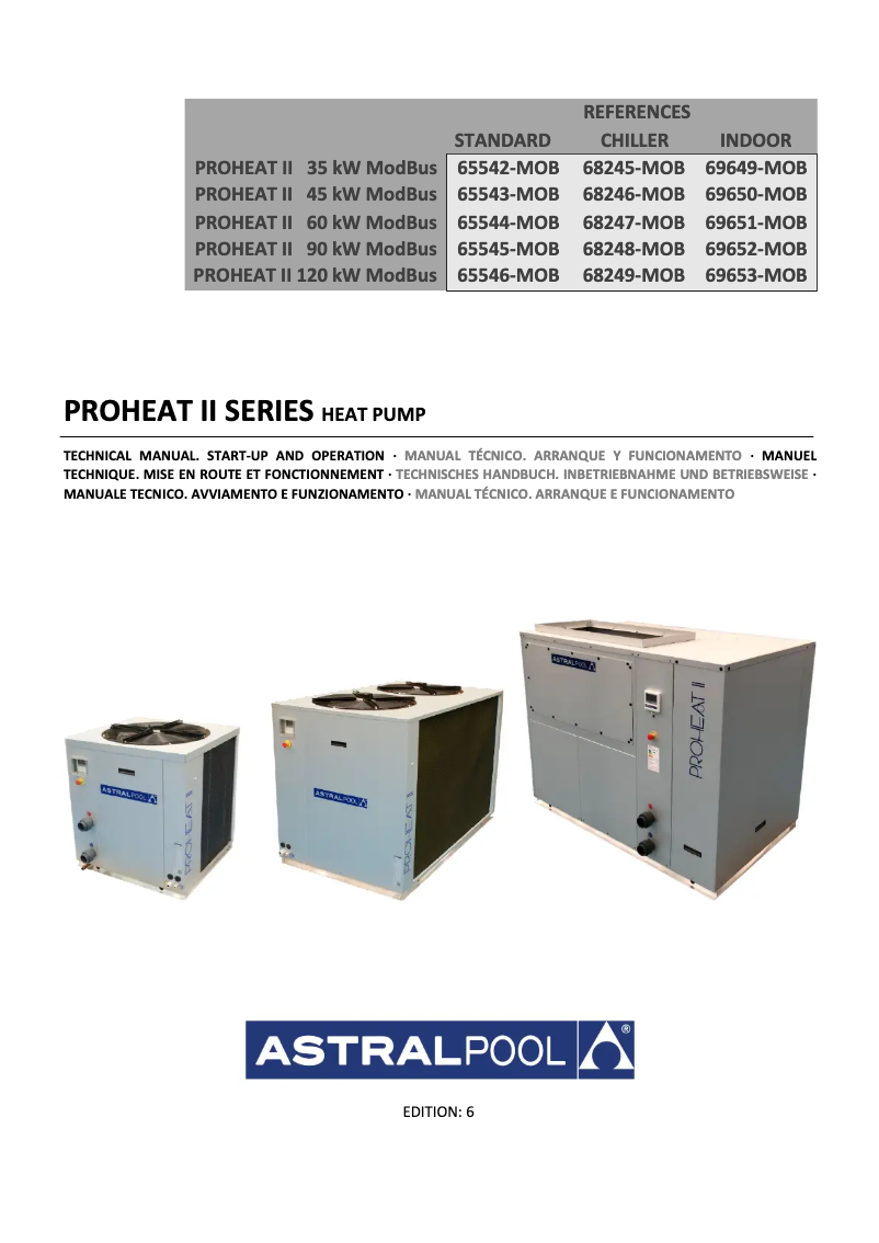 Page 1 de la notice Manuel utilisateur AstralPool Proheat II