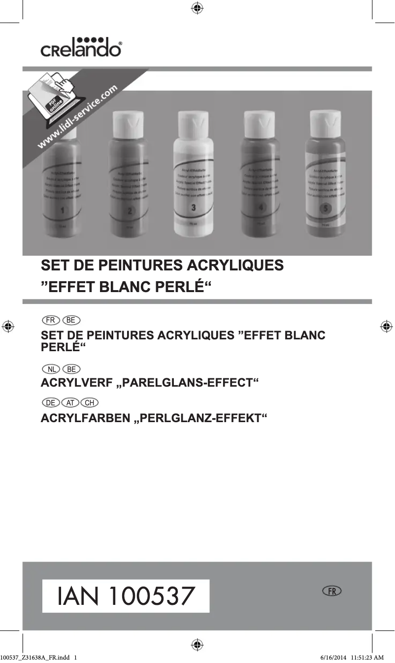 Page n°1 - Manuel utilisateur Crelando IAN 100537