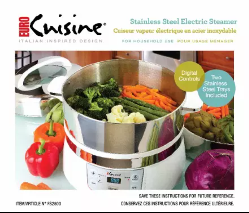 Page 1 de la notice Manuel utilisateur Euro Cuisine FS2500