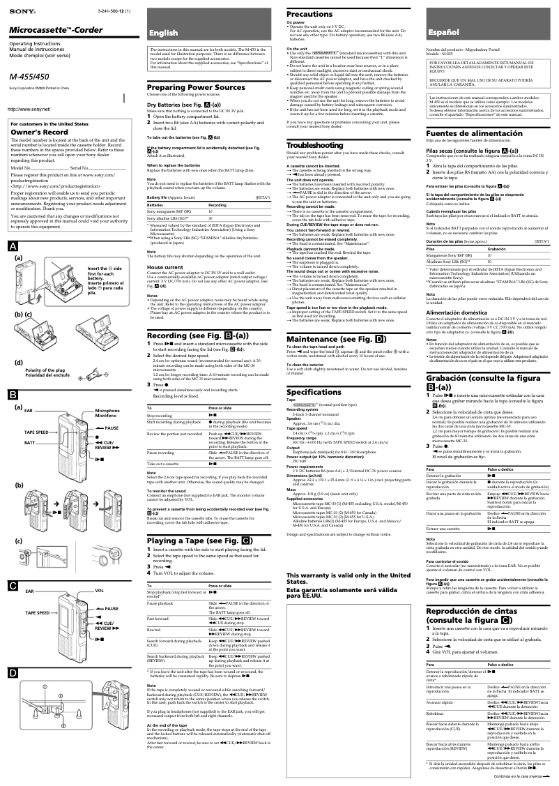 Image de la première page du manuel de l'appareil M-455