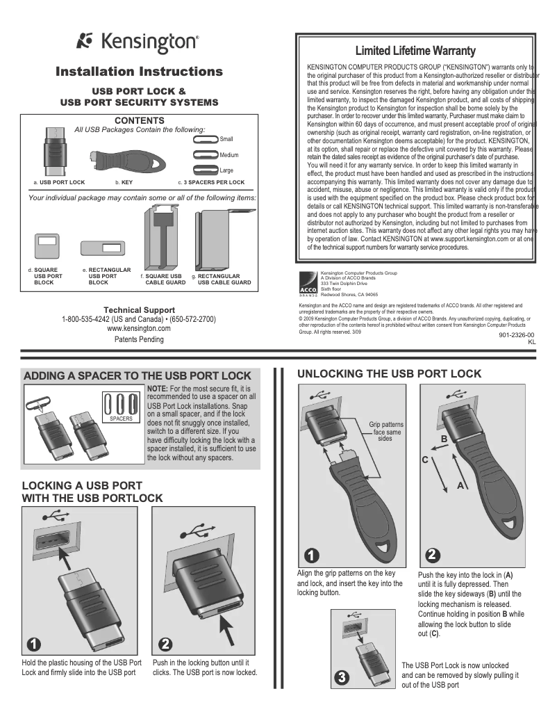 Page n°1 - Manuel utilisateur Kensington K67719US