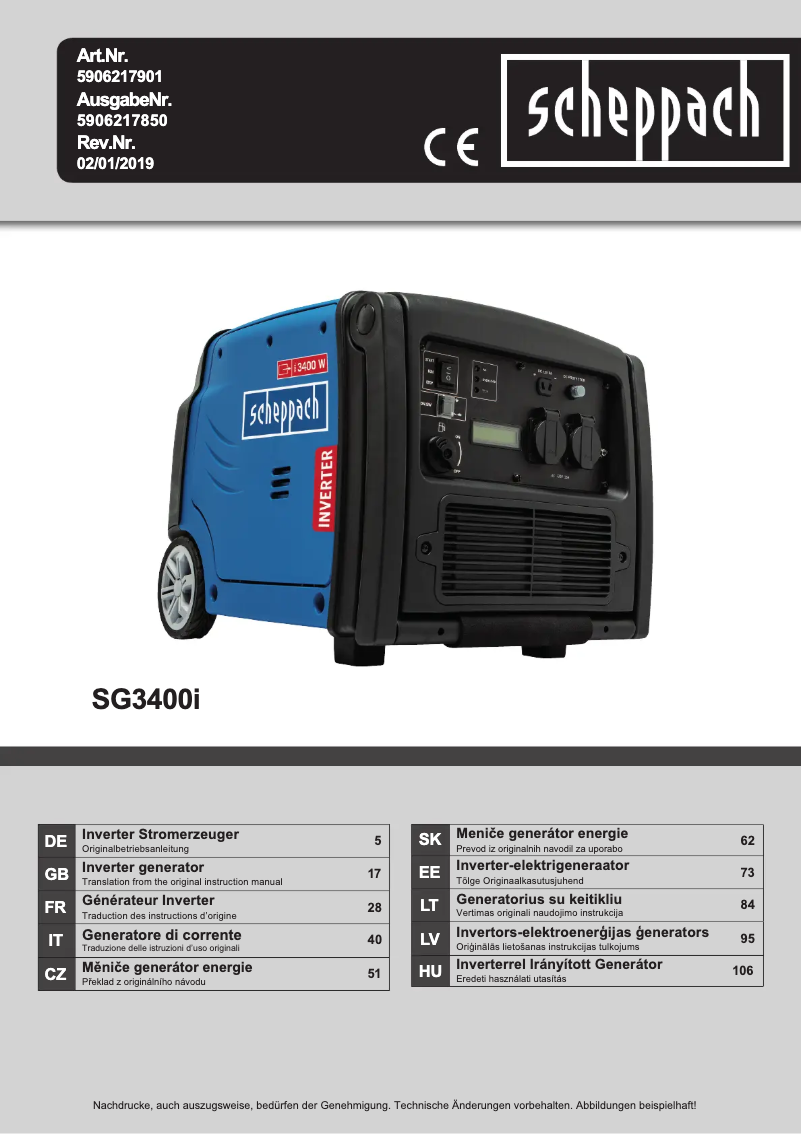 Image de la première page du manuel de l'appareil SG3400I