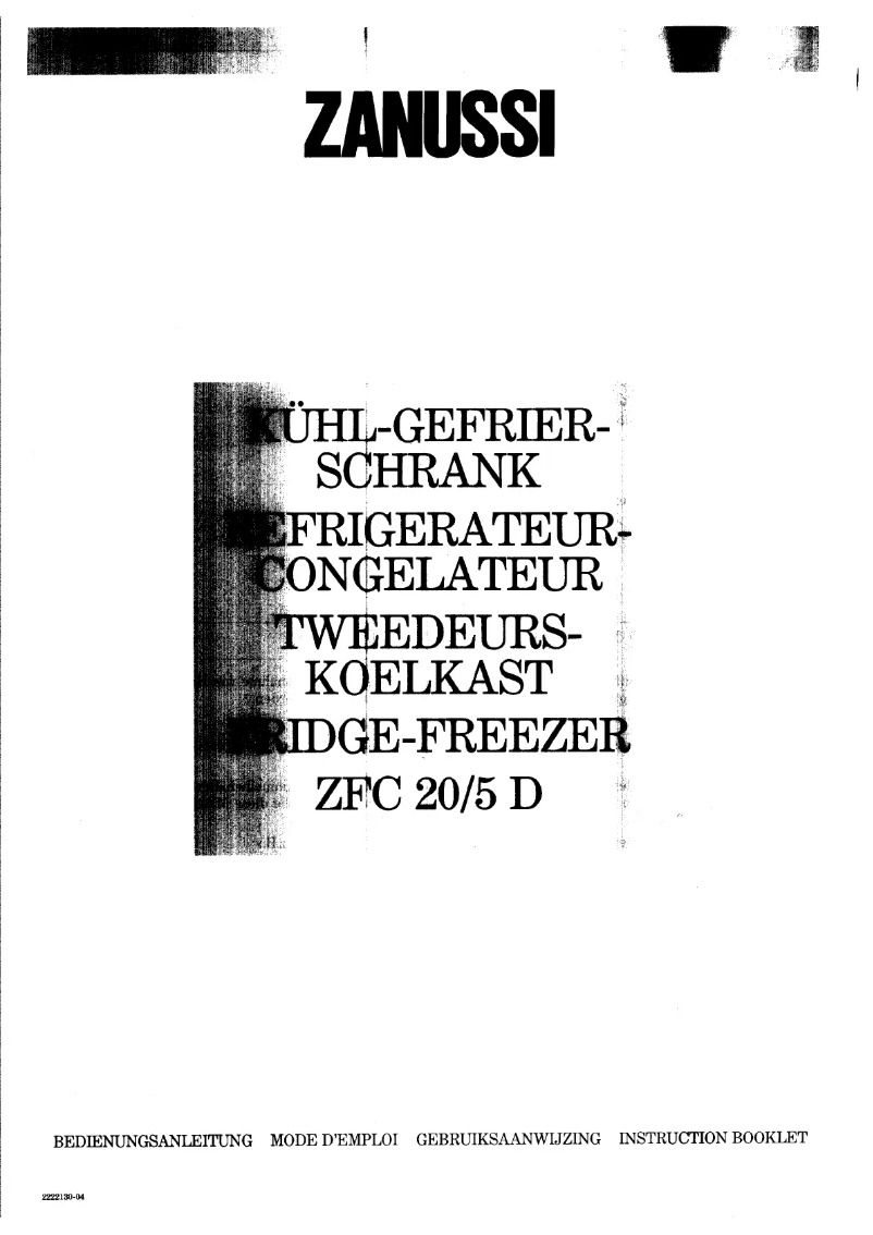 Image de la première page du manuel de l'appareil ZFC 20/8 dac