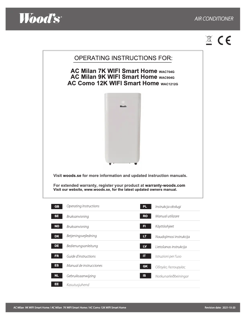 Página 1 del manual Manual de usuario Wood's Como 12K WiFi