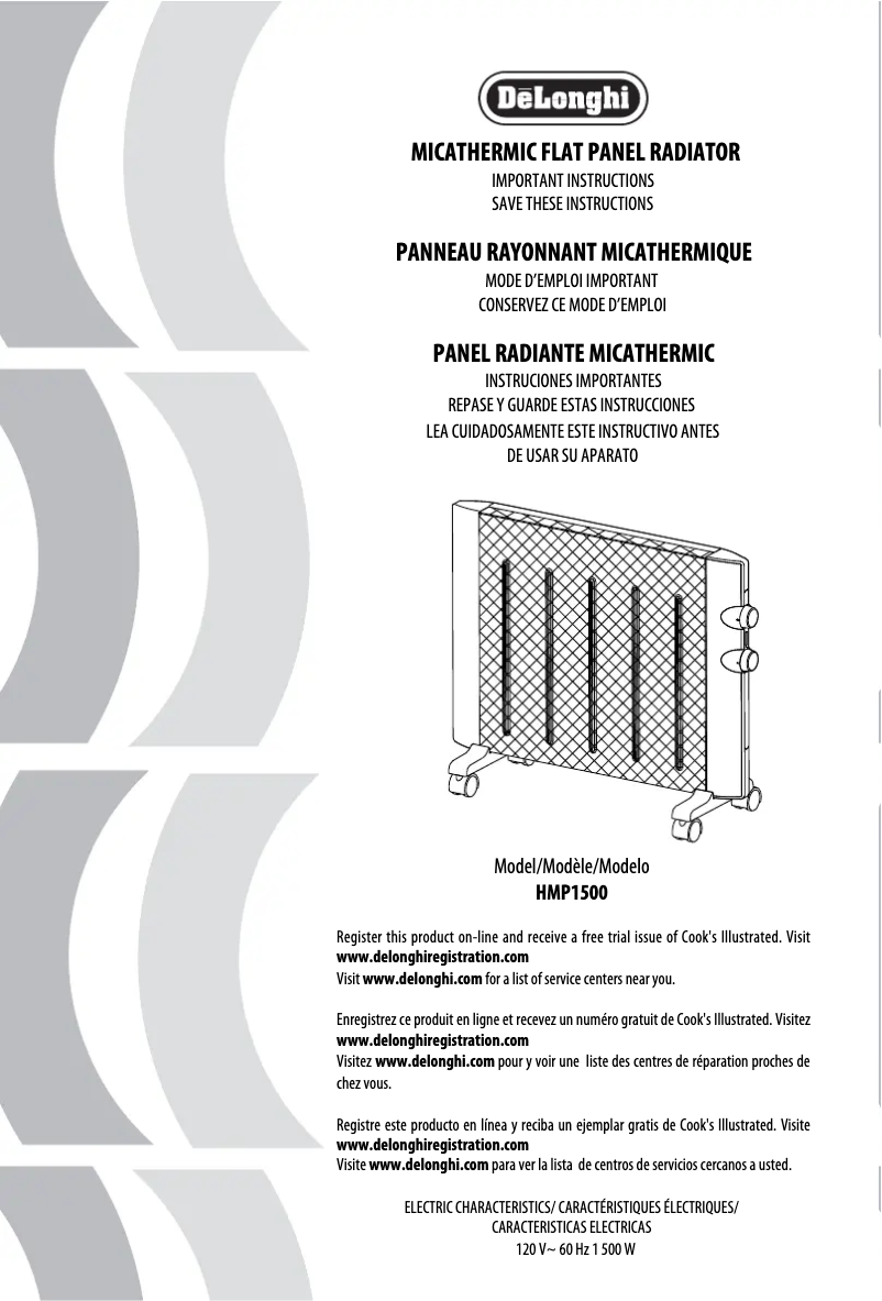 Page 1 de la notice Manuel utilisateur DeLonghi HMP 1500