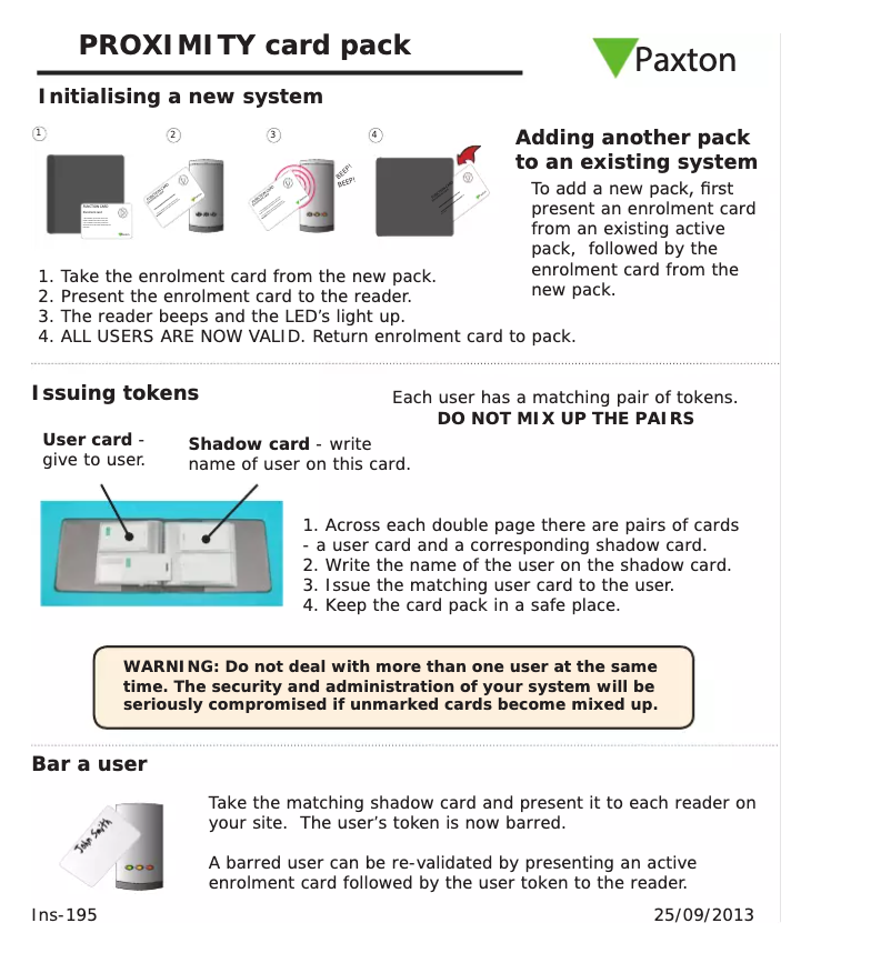 Page n°1 - Manuel utilisateur Paxton 830-010A-EX