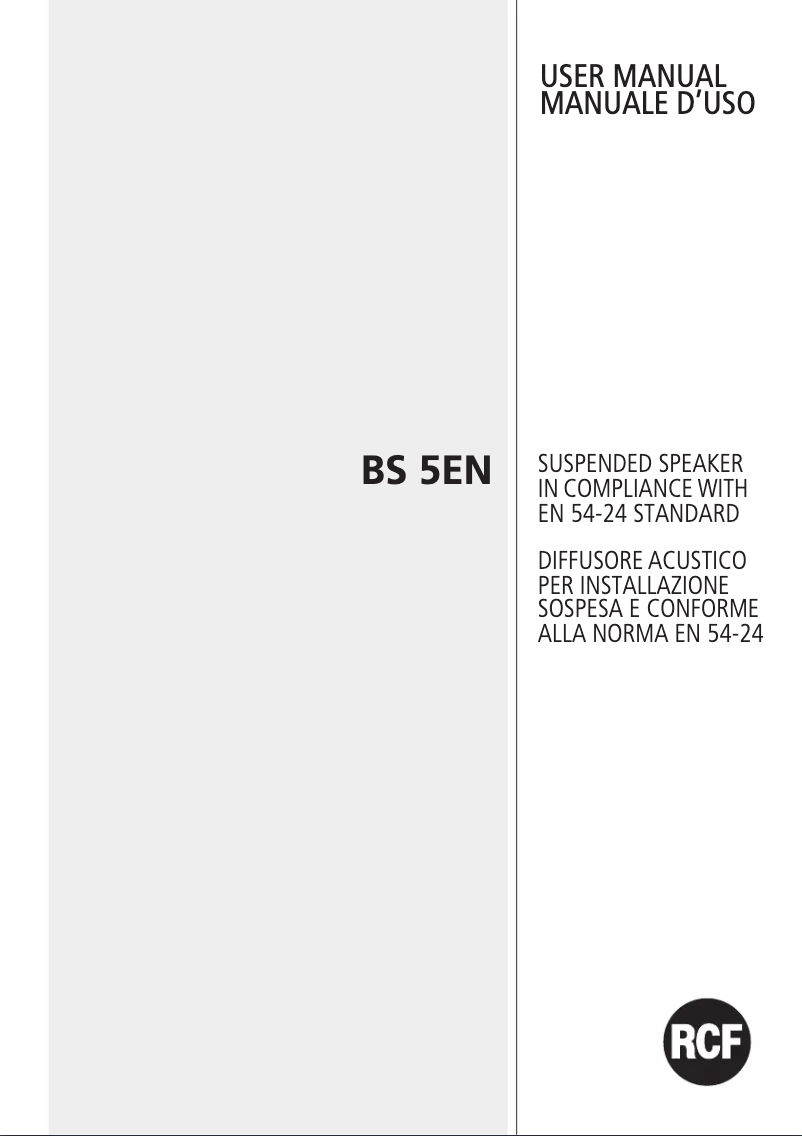 Page n°1 - Manuel utilisateur RCF BS 5EN