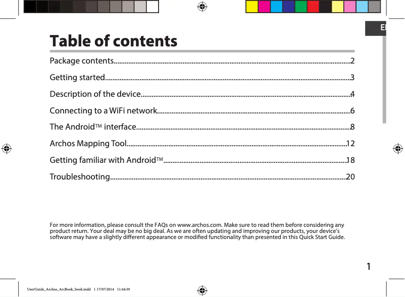 Image de la première page du manuel de l'appareil ArcBook