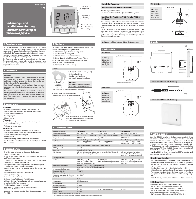 Page n°1 - Manuel utilisateur Eberle UTE 4100-Rw