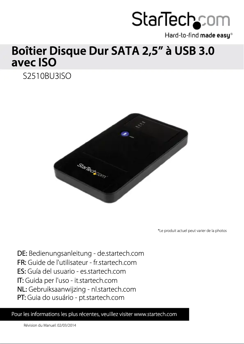 Page 1 de la notice Manuel utilisateur StarTech.com S2510BU3ISO