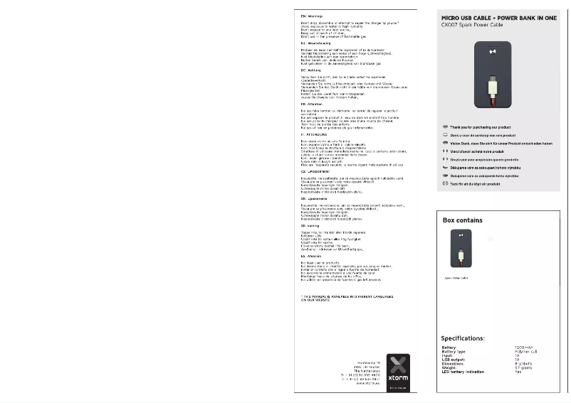 Page 1 de la notice Manuel utilisateur Xtorm CX007