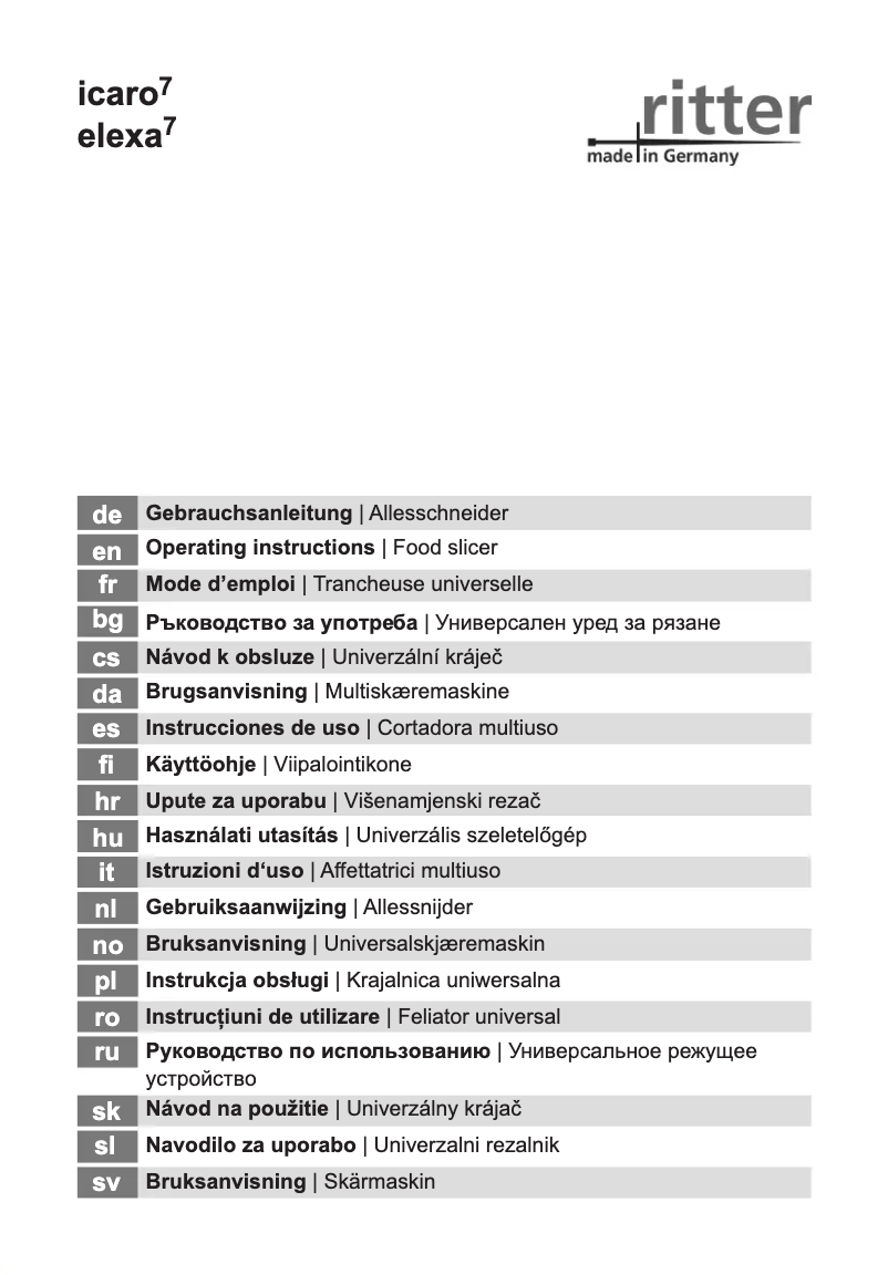Page 1 de la notice Manuel utilisateur Ritter Elexa 7