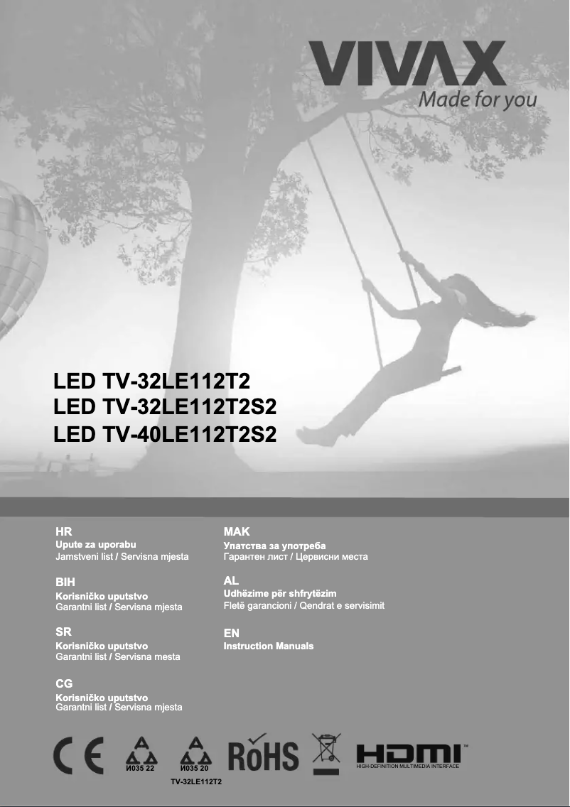 Page n°1 - Manuel utilisateur Vivax TV-32LE112T2S2