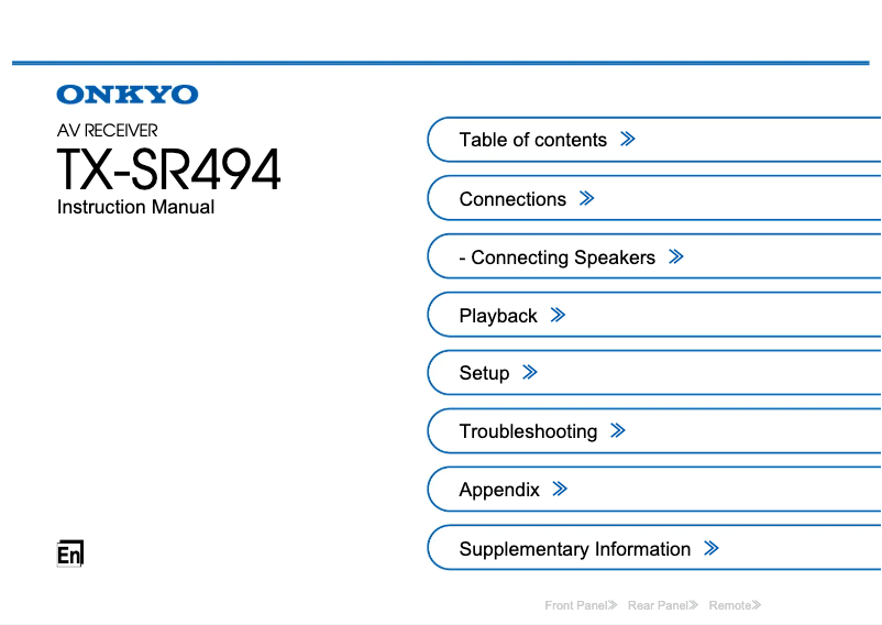 Image de la première page du manuel de l'appareil TX-SR494